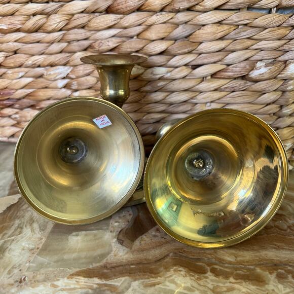 Enamel Brass Candle Holders: Set of 3 - Picture 7 of 7